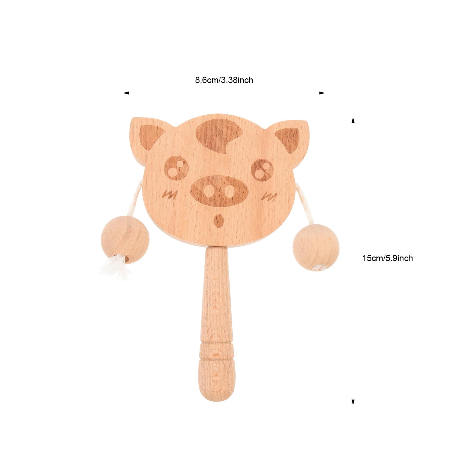 Tambour à secouer de conception animale, hochet à main pour bébé, Instrument de musique pour le développement sensoriel, jeu hochet en bois pour enfants