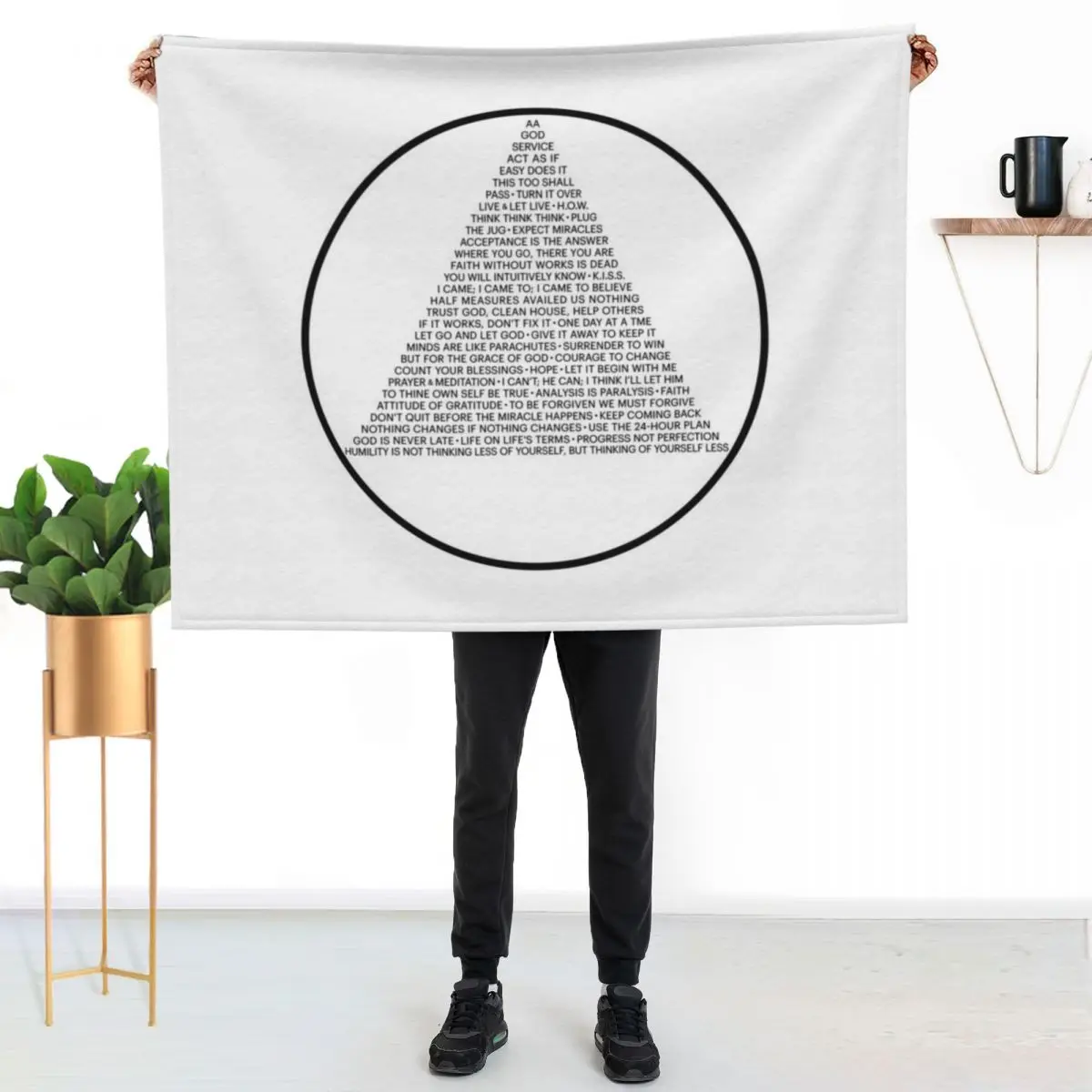 

Alcoholics Anonymous Symbol in Slogans (A.A.) Throw Blanket Multi Purpose Soft Warm Blanket for Home Travel