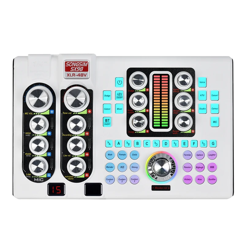 SX98 Sound Card Live Streaming E-commerce Recording Voice Changer Stereo Audio Mixer Sound Card For PC Recording Streaming