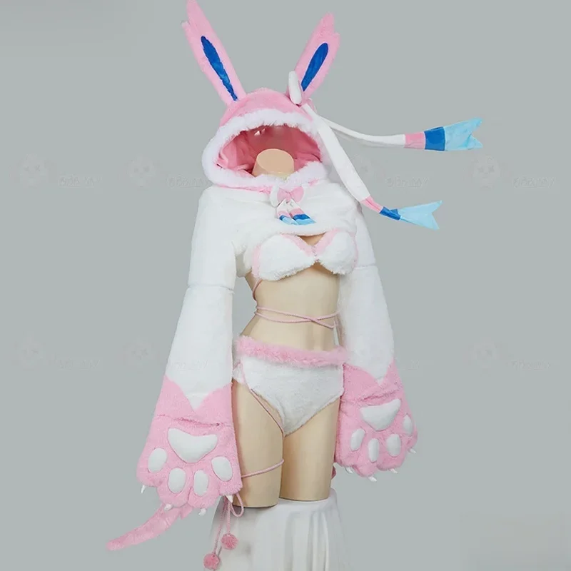 Dagelijkse modieuze rollenspelkostuums Sylveon Nymphali Feelinara Cosplaykostuum voor Halloween Kerstfestivalfeest
