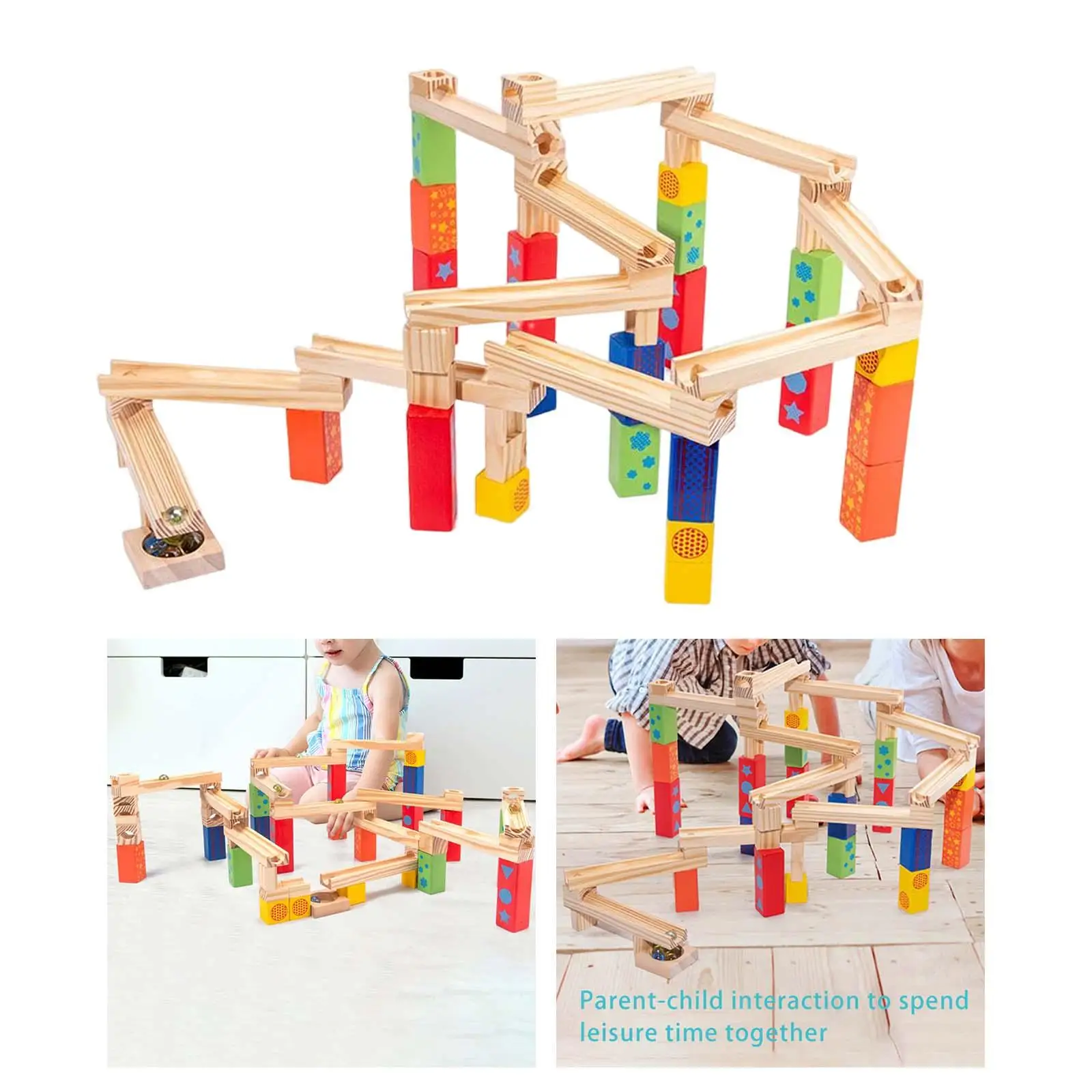 Décennie s de piste de balle en bois colorés pour enfants, blocs de construction, course en marbre, jouet STEM, apprentissage précoce, garçon et fille, 4-12 ans