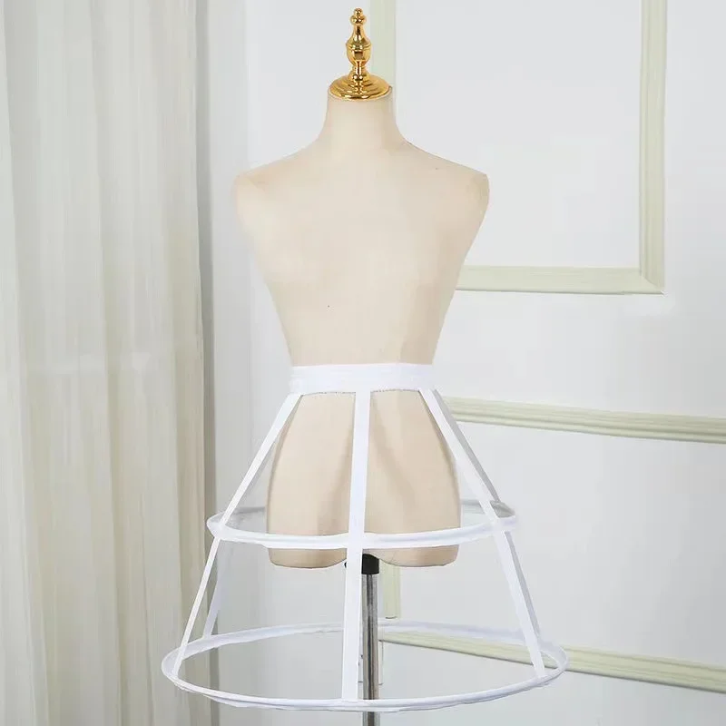 Women's Black White  Hollow Cage Short  Petticoat Dress Pannier Bustle Underskirt 2 Hoops  One Size