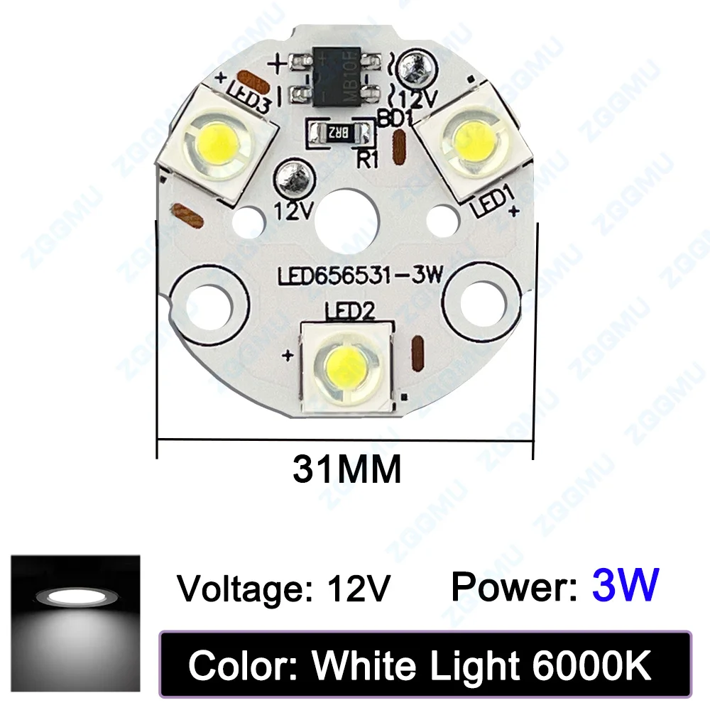 DC12V 3W 31MM tablica świetlna LED ciepła biała przełączająca źródło światła PCB z chipem LED do oświetlenia nocnego