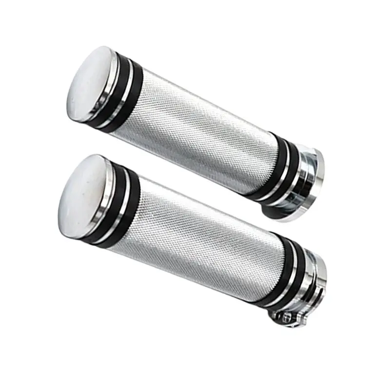 AB56-Motorcycle 25Mm Handle Bar Hand Grips CNC Aluminum For Touring Sportster 883 1200 VRSC XL Silver