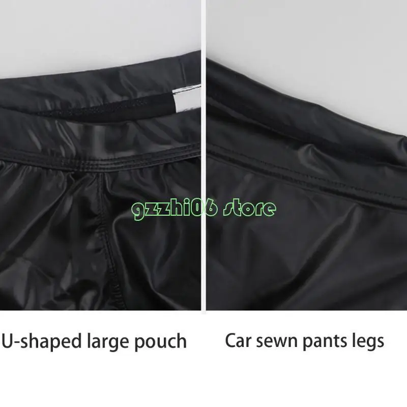 

T5UF Men's Faux Leather Briefs Low Rise Cut Out Pants Shorts Erotic Clubwear
