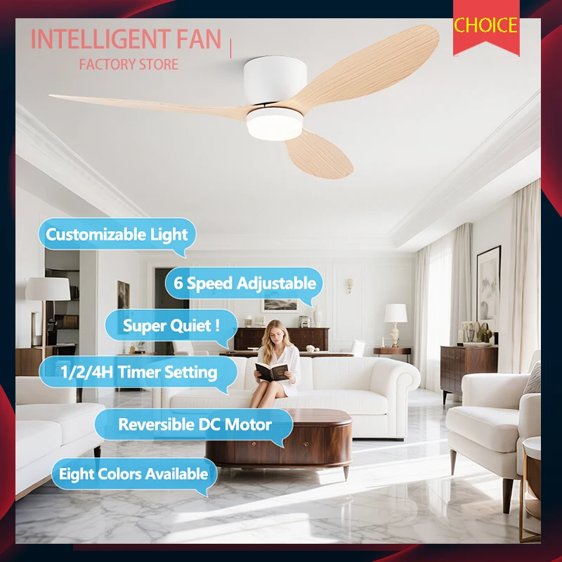 

42/52 in 3*ABS fan blades Ceiling Fan，Modern and Simple style，Flat-mounted DC energy-saving motor，Bedroom，Study，Living room