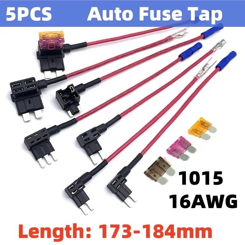 

5PCS Auto Fuse Tap - Medium/Mini/Micro Size for Car Fuse Box - Copper Blade Universal for BMW/VW/Toyota