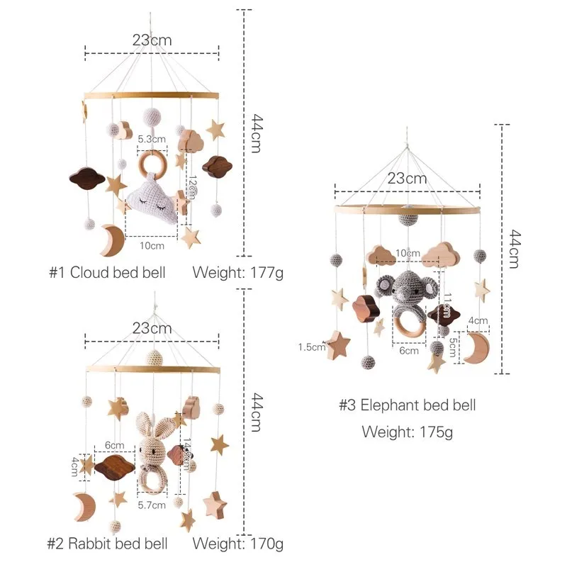 Berços de bebê Brinquedo Chocalho 0-12 Meses De Madeira Caixa De Música Cama Sino Pendurado Brinquedos Recém-nascidos do bebê Móvel Bracket Suporte berço infantil Dom Brinquedo