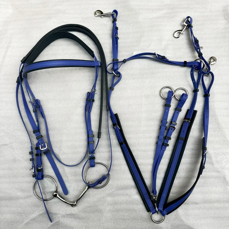 耐久性マラソンステンレス鋼馬勒PVCパッド入り鼻帯額帯手綱モデル赤緑乗馬馬術2