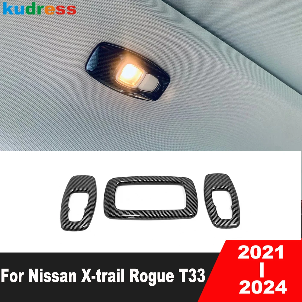 

Для Nissan X-trail Rogue T33 2021 2022 2023 2024 углеродное волокно на крыше автомобиля задняя лампа для чтения крышка отделка аксессуары для интерьера