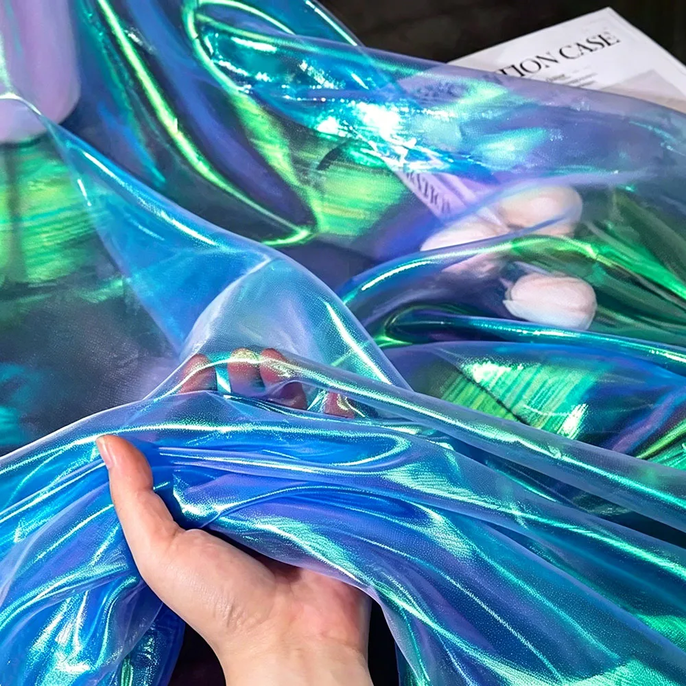 1M Long Mermaid Tulle Organza Fabric Backdrops DIY For Theme Wedding Party Tablecover Decoration Handmade Doll Cloth 150CM Wide