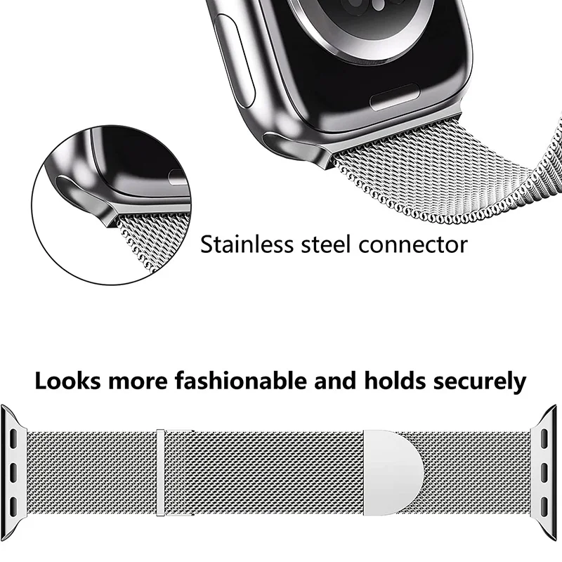 Milanese Loop Bracelet For Apple Watch Band 44mm 45mm 49mm 42mm 38mm 40mm 41mm Metal Belt IWatch Series 9 7 SE 3 6 8 Ultra Strap