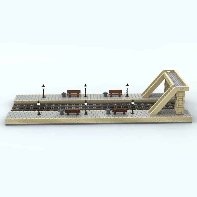 City Street View Model Moc Building Bricks Train Station Platform Blocks Toys