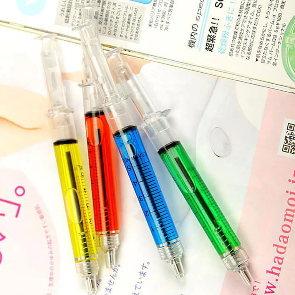 4PCS/lot Liquid Novelty Syringe Ballpoint Pen Syringe Ballpoint Pen Child Gift