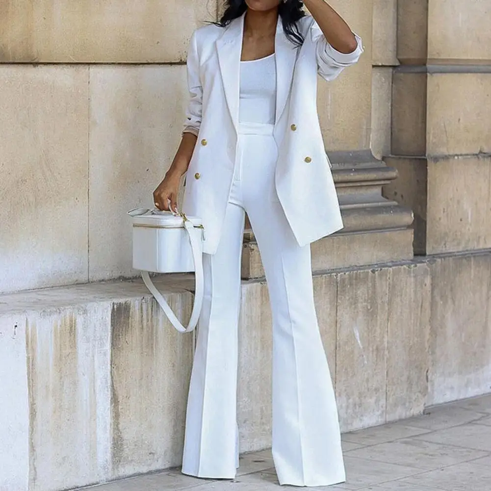 Women\'s Clothing 2024 Autumn New Solid Color Casual Suit Wide-leg Pants Suit Two-piece Suit Ensemble Femme 2 Pièces été