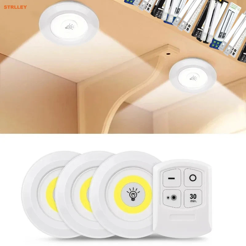 LED Light COB Under Cabinet Light Night Light Wireless Remote Button Control Dimmable Wardrobe Lamp Super Bright Closet Lighting