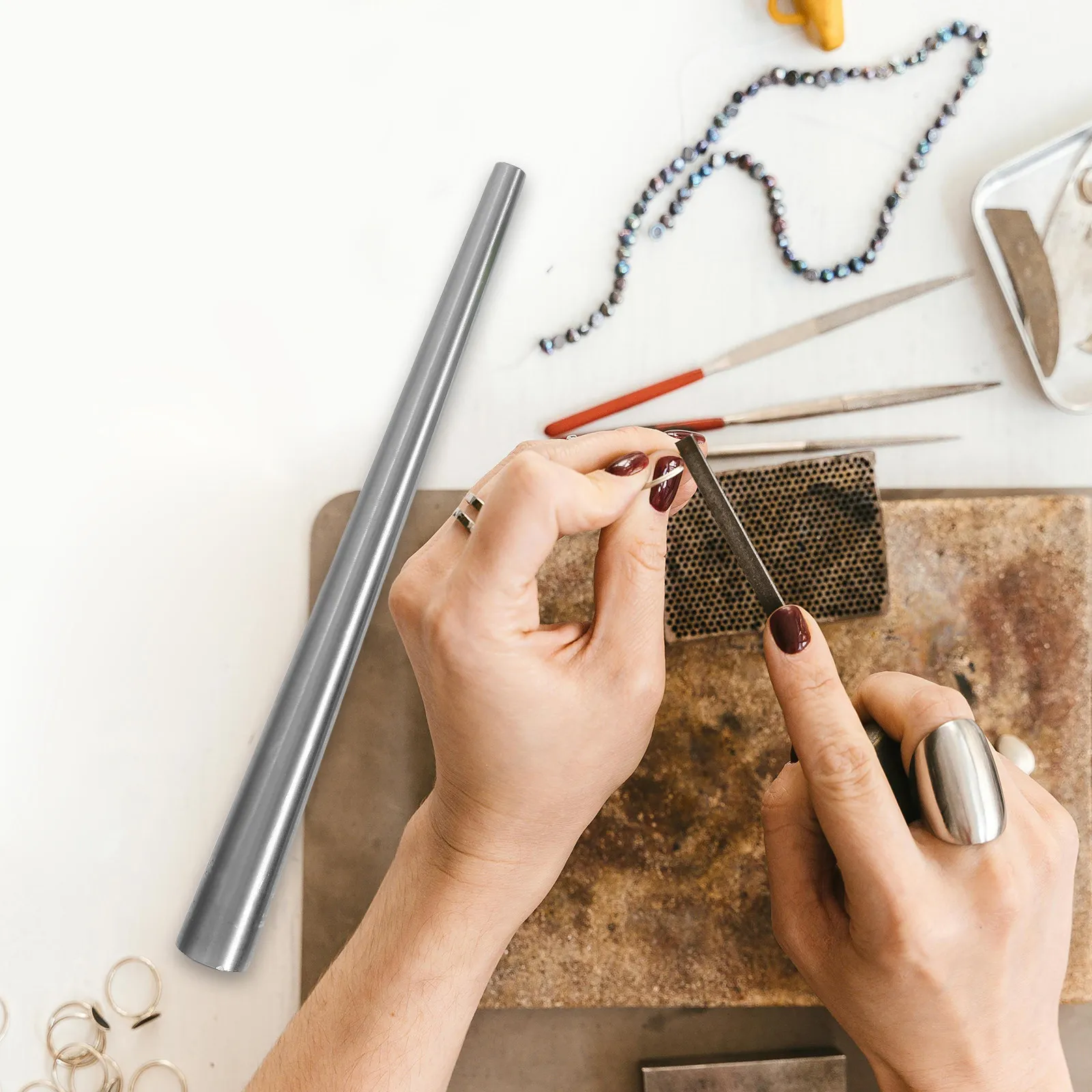 

Инструмент для регулировки размера кольца, регулируемый, 27 см, из цельной стали, для формовки и ремонта ювелирных изделий, измеритель размера кольца для точной настройки на палец