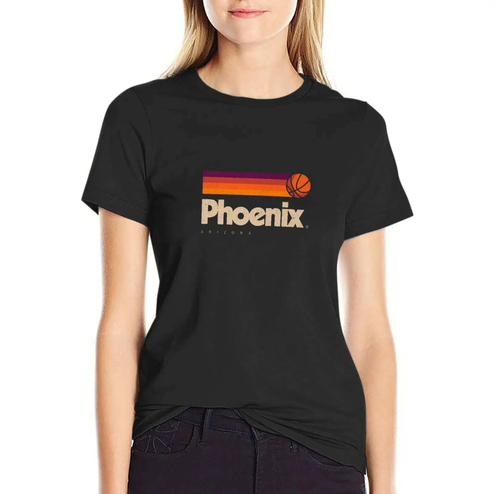 Phoenix Basketball B-Ball City Retro Purple Phoenix T-Shirt lady clothes cute tops Women's summer blouses 2024