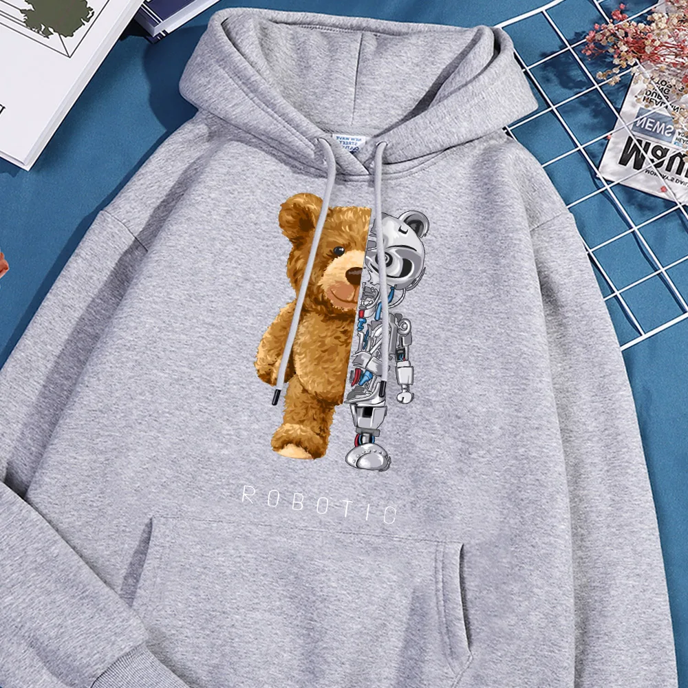 New Funny Ted Bear Robot Hoodie Men Cartoon Animal Hoodies Simple Soft Comfort Sweatshirt High Quality Hoody Streetwear Tops