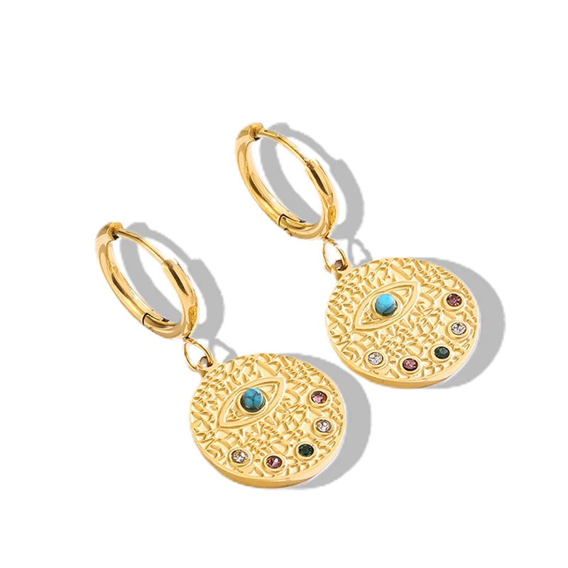 PRISCA | Evil Eye Earrings Women Stainless Steel Gold Turkey Charm Jewelry Classic Design Wholesale