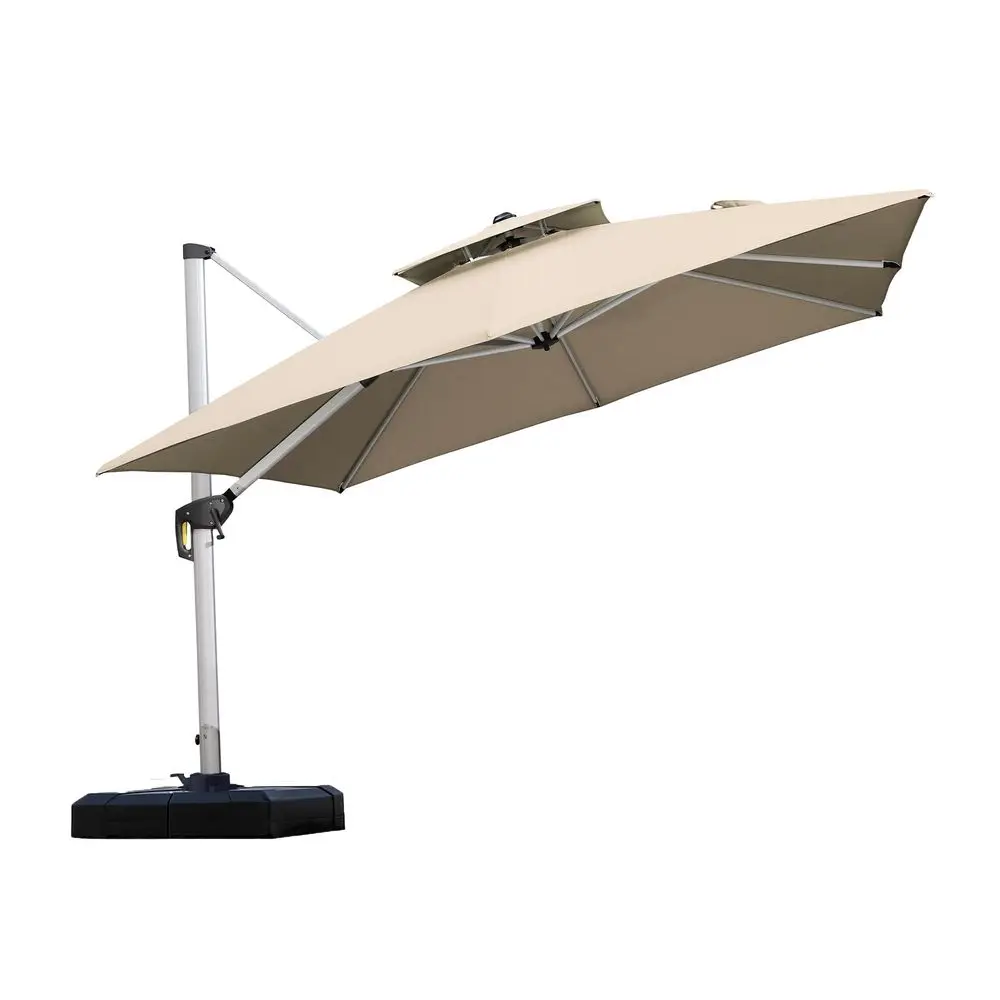 

10ft Patio Umbrella Outdoor Square Large Cantilever Windproof Offset and Heavy Duty Sun Umbrella for Garden Deck Pool, Beige