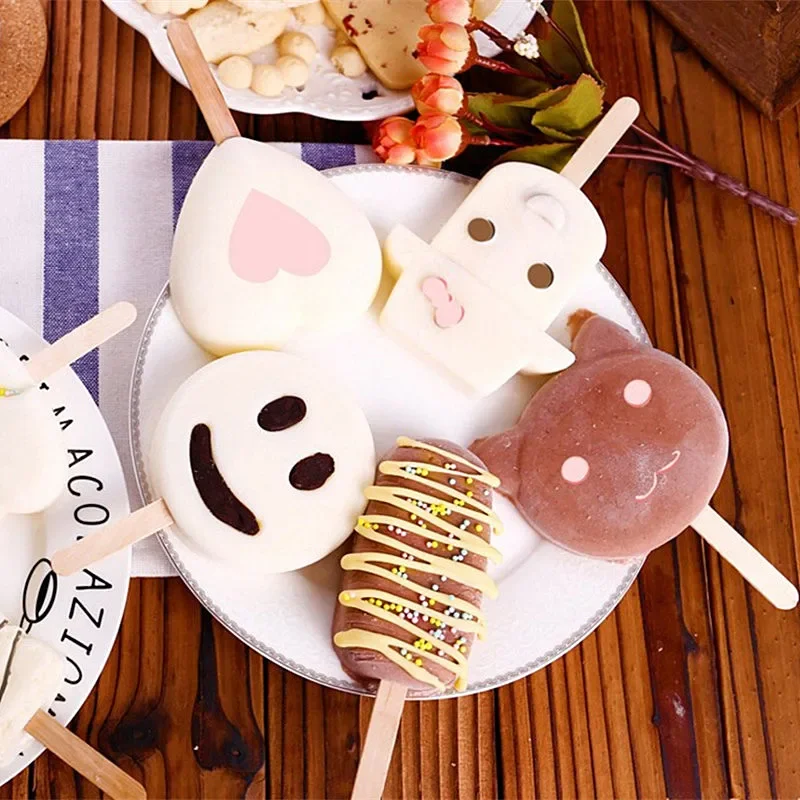 Wholesale 50Pcs/Lot Popsicle Stick Ice Cube Maker Cream Tools Model Special-Purpose Wooden Craft Stick Lollipop Mold Accessories