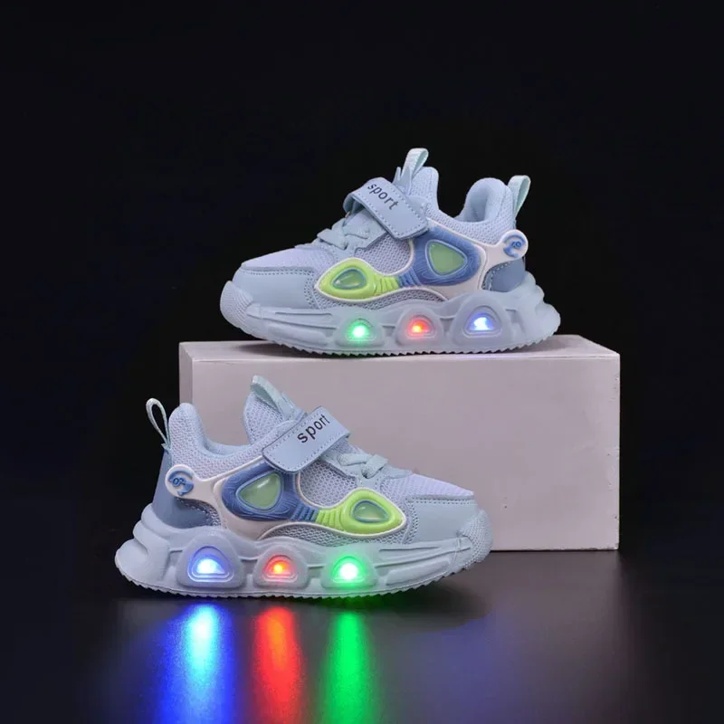 Frühling Neue Leucht Kind Sneaker Mode Weichen Boden Trendy Mädchen Schuhe Einfache Atmungsaktive Vielseitig Junge Schuh Marke Casual Schuh