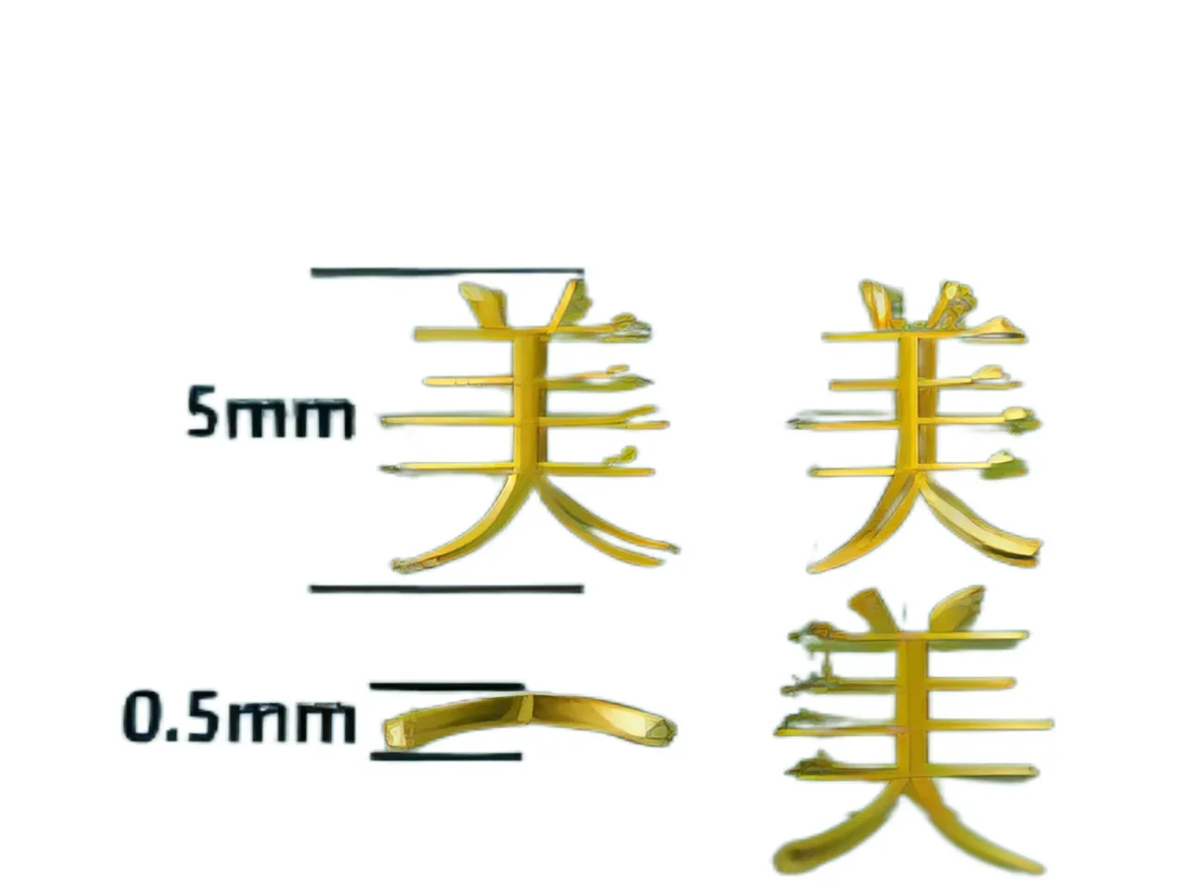 18K Gold Tooth Gems Luxury Shinning Pure Gold Lead Free Chinese characters Shape Pure Gold Tooth Gems