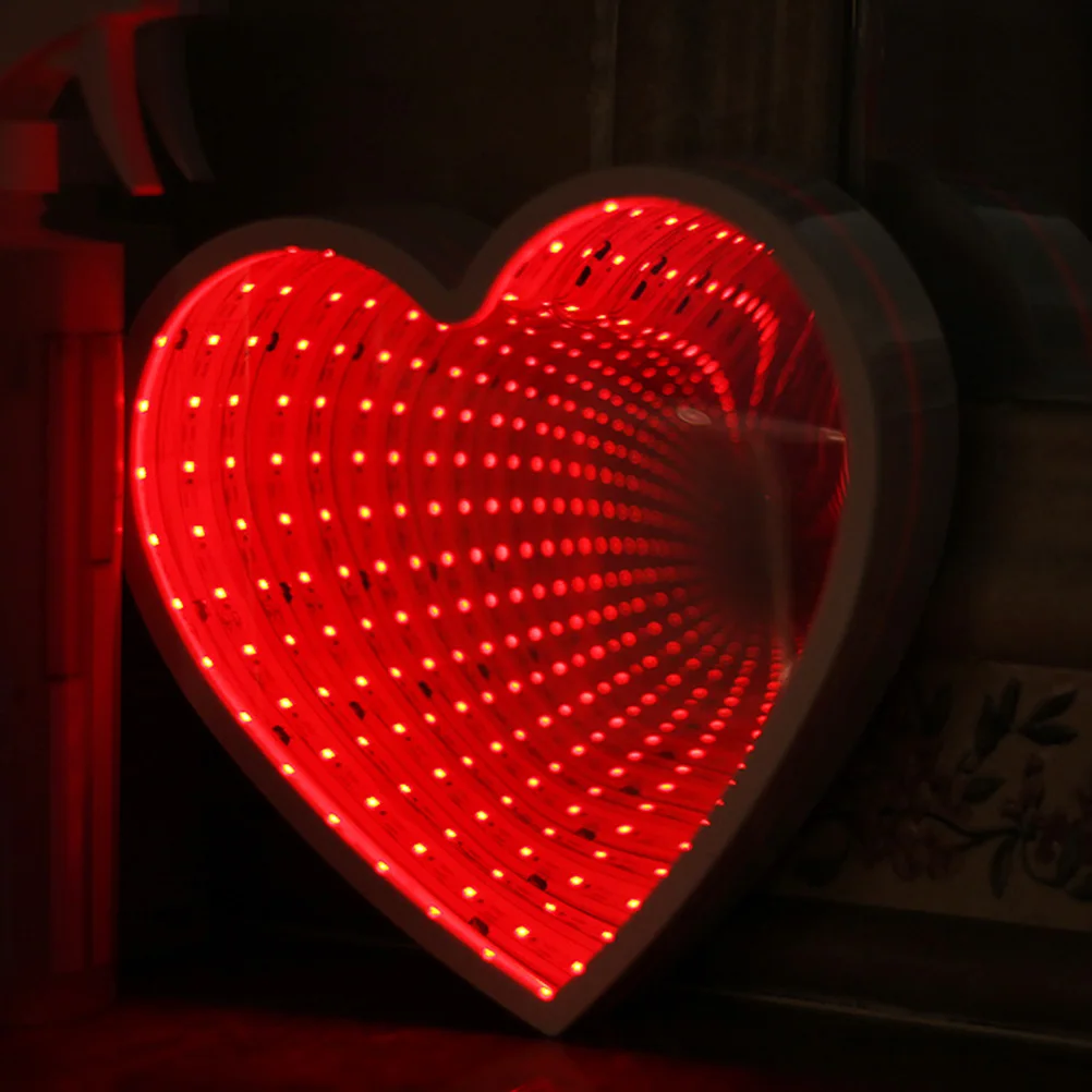 

3D Creative Tunnel Lamp Heart Sign Night Light for Christmas Birthday Party Kids Room Living Room Wedding Decor (White)