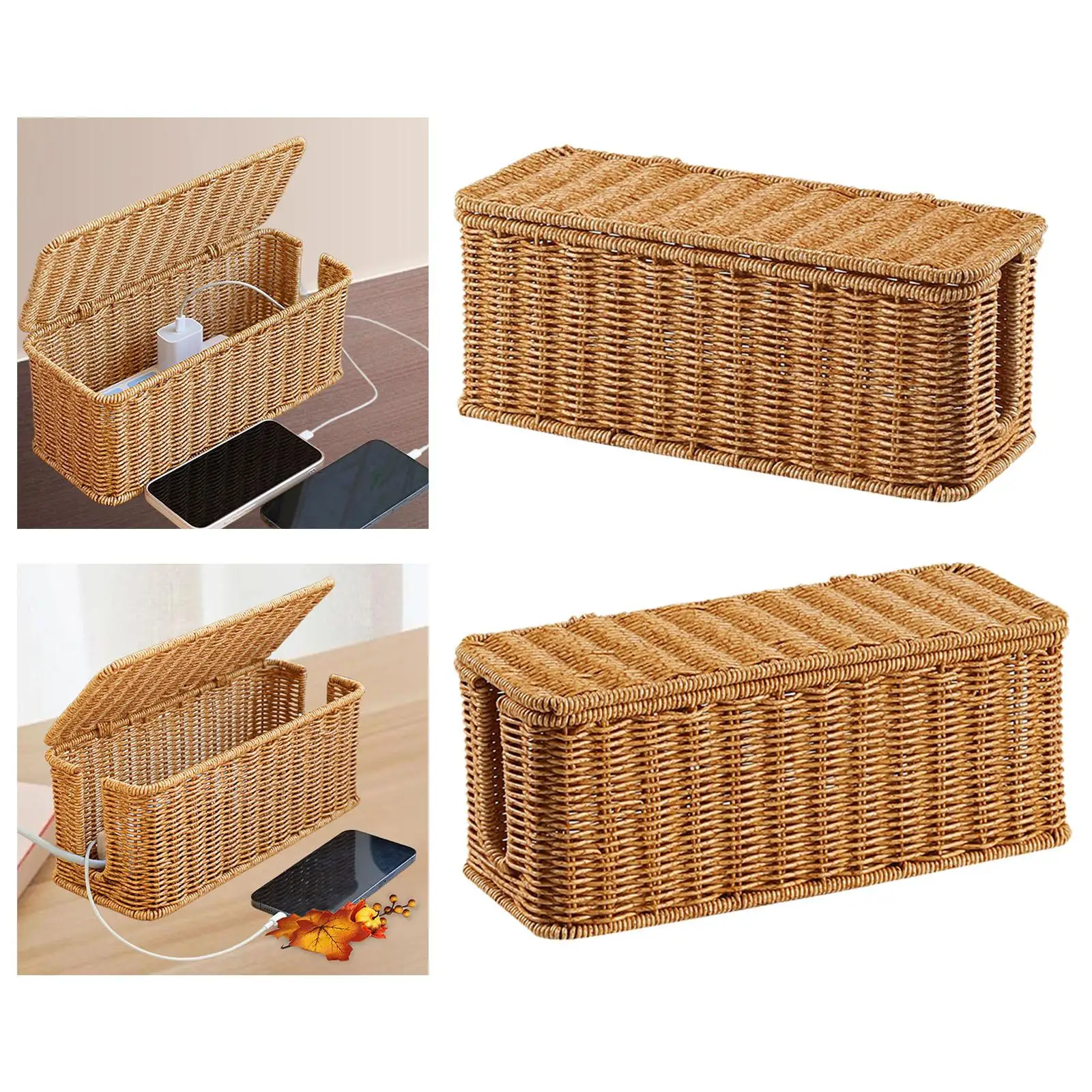 Cable Management Box, Cable Organizer Box Office Concealer Cable Box with Lid