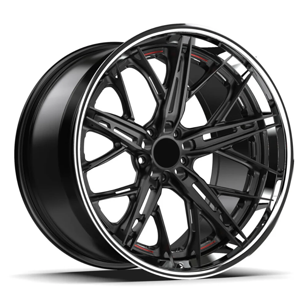 2 Piece Forged Alloy Wheels Black Multi Spoke Car Wheels 5x112 5x120 5x114.3 17 18 20 22 24 26 Inch Wheels for Benz