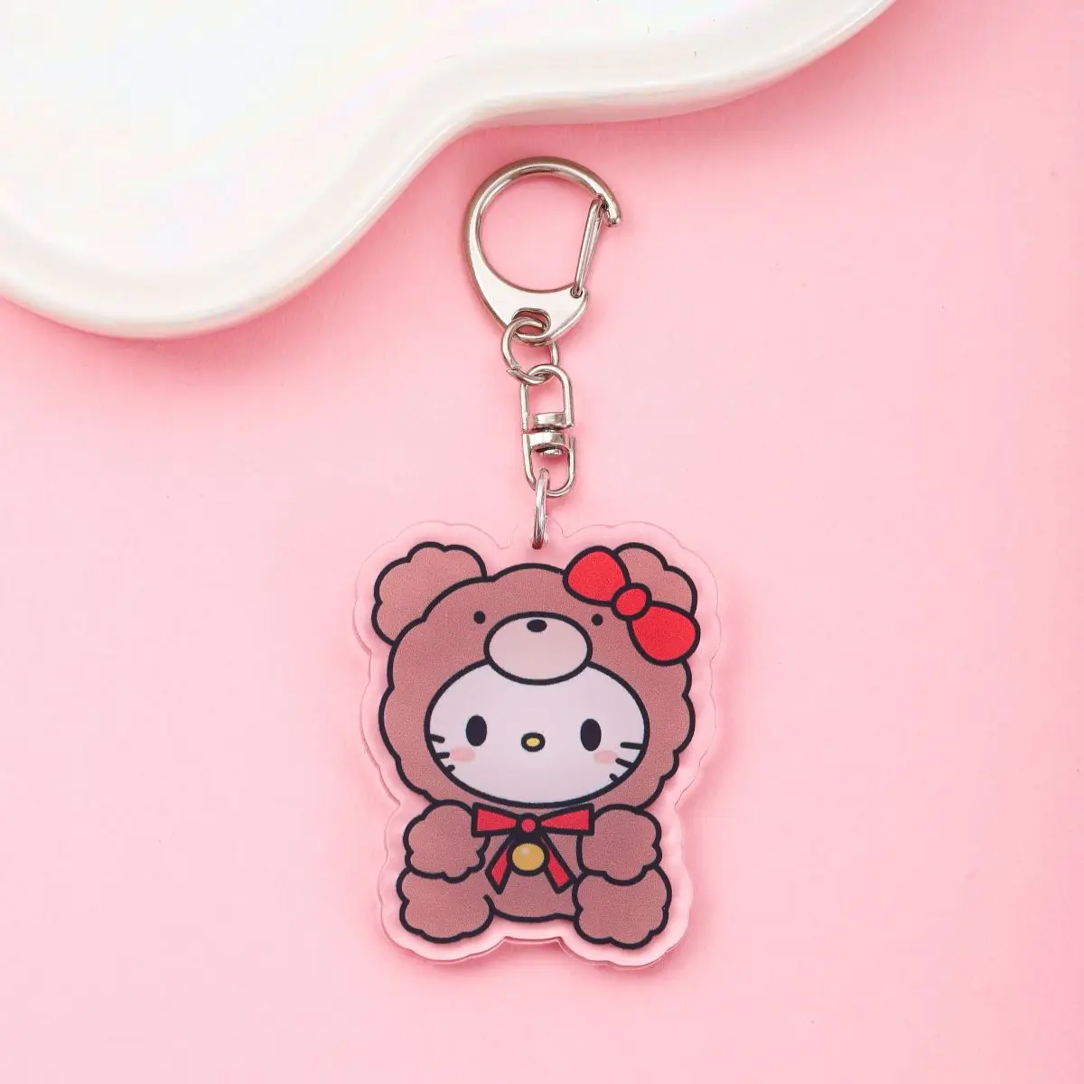 Anime hello kitty acrílico chaveiro accessaries dos desenhos animados engraçado saco pingente presente bonito saco charme chaveiro amigos fãs presentes
