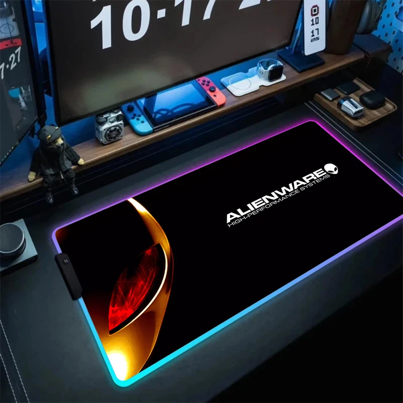 Tapis de souris LED Anime Alienware Gaming, clavier de lapmedication, polymres Kawaii, accessoires de bureau Deskvirus, tapis de jeu RVB, mdia