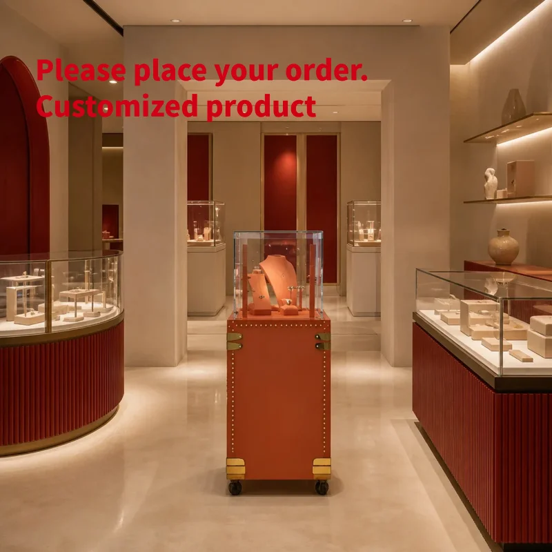 custom.Luxury Stainless Steel Jewelry Display Cabinet High Transparent LED Lighting Customizable Dimensions Eco-Friendly
