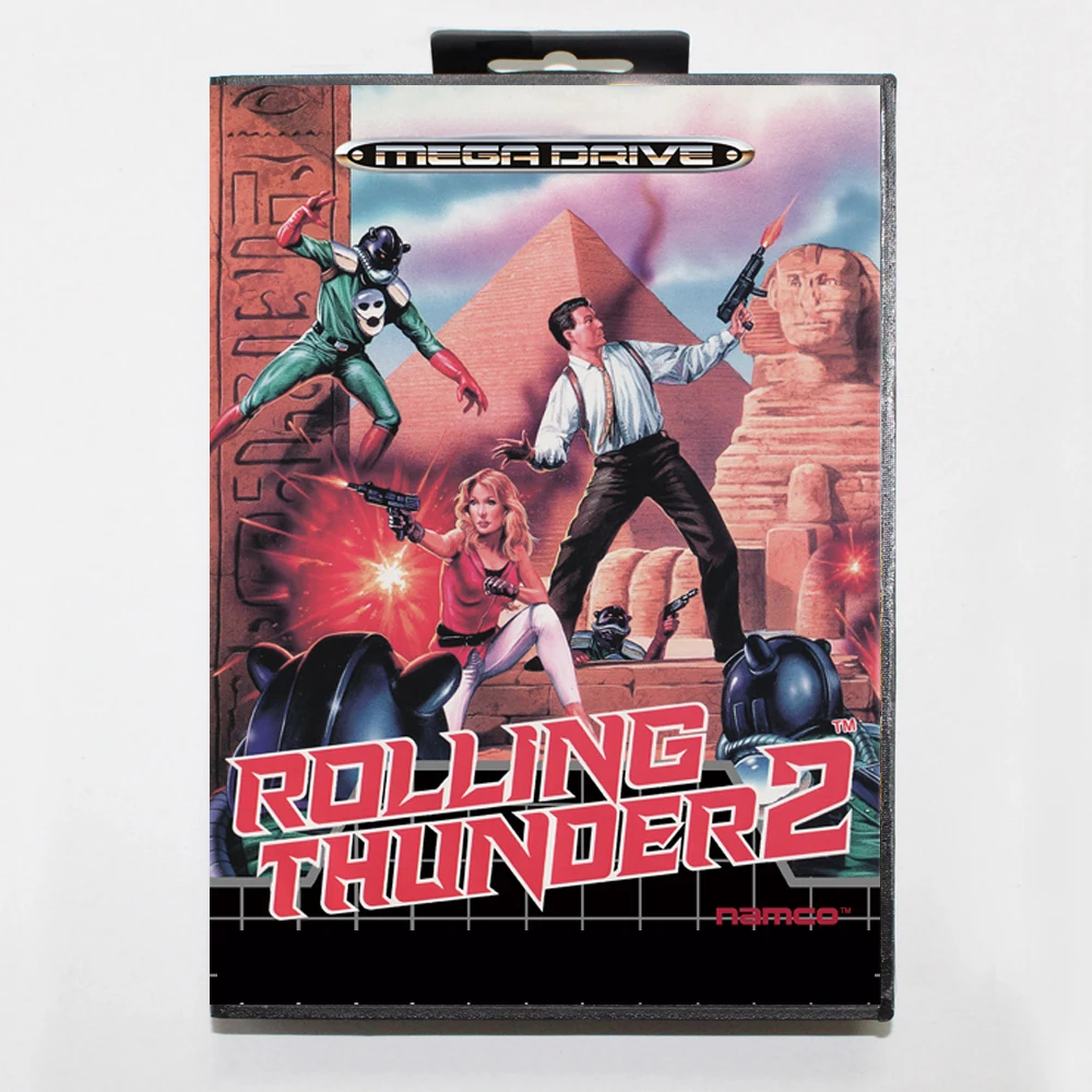 Cartão de Jogo PAL MD Black Cover Rolling Thunder 2/Zero Wing/Mortal Kombat 1 2 com Caixa EUR para sistema Sega Megadrive Genesis de 16 bits