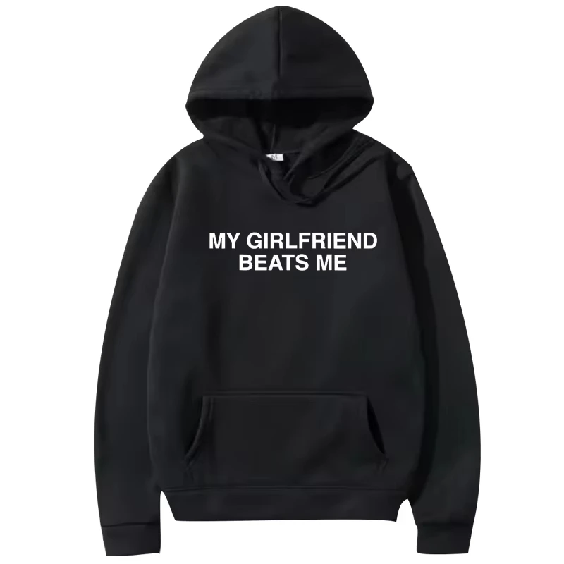 سويت شيرت كلاسيكي بأكمام طويلة للرجال والنساء من My Girlfriend Beats Me مع رسومات مطبوعة بغطاء للرأس للجنسين #1