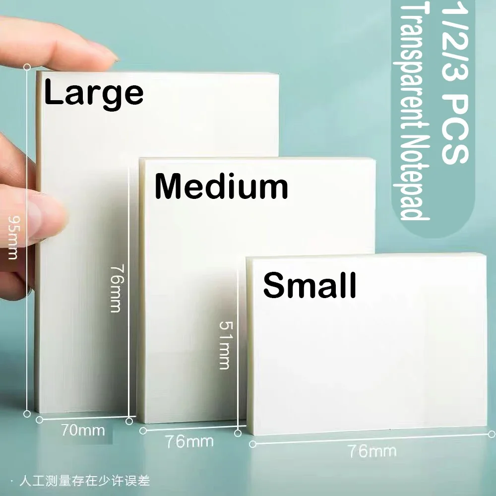 

1/2/3 PCS 50 Sheets Transparent Posted Sticky Note Pads Notepads Posits Papeleria School Korean Stationery Office Supplies