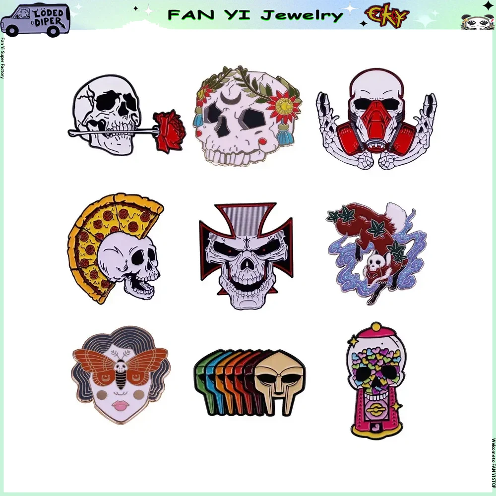 

Terror Skull Cartoon Enamel Pins Badge Halloween Originality Metal Lapel Brooch Denim Jacket Backpack Badge Decoration