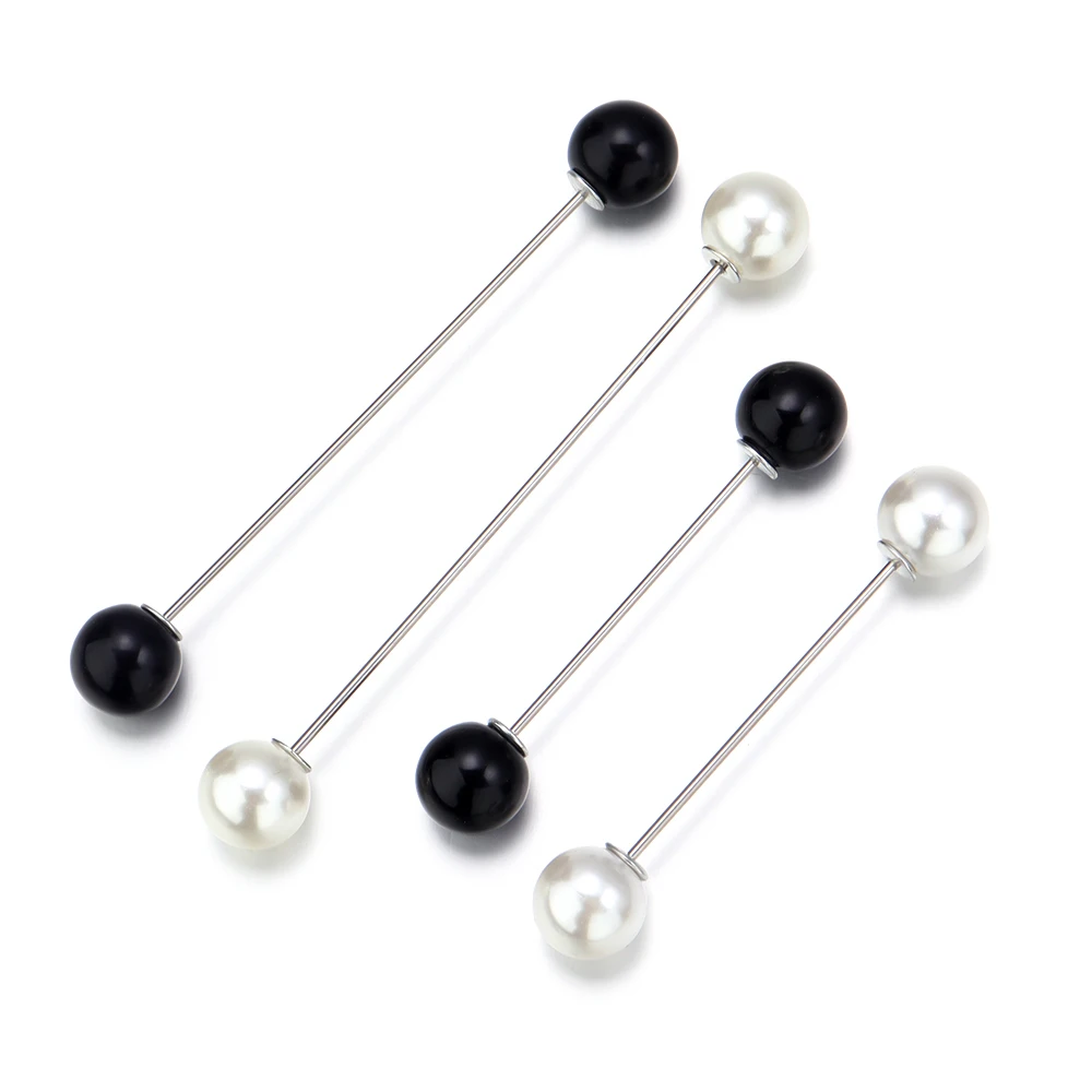 5Pcs Black White Color Imitation Double Pearl Brooches Fixing Clothes Pin Sweater Dress Safety Pins Diy Women Trendy Jewelry