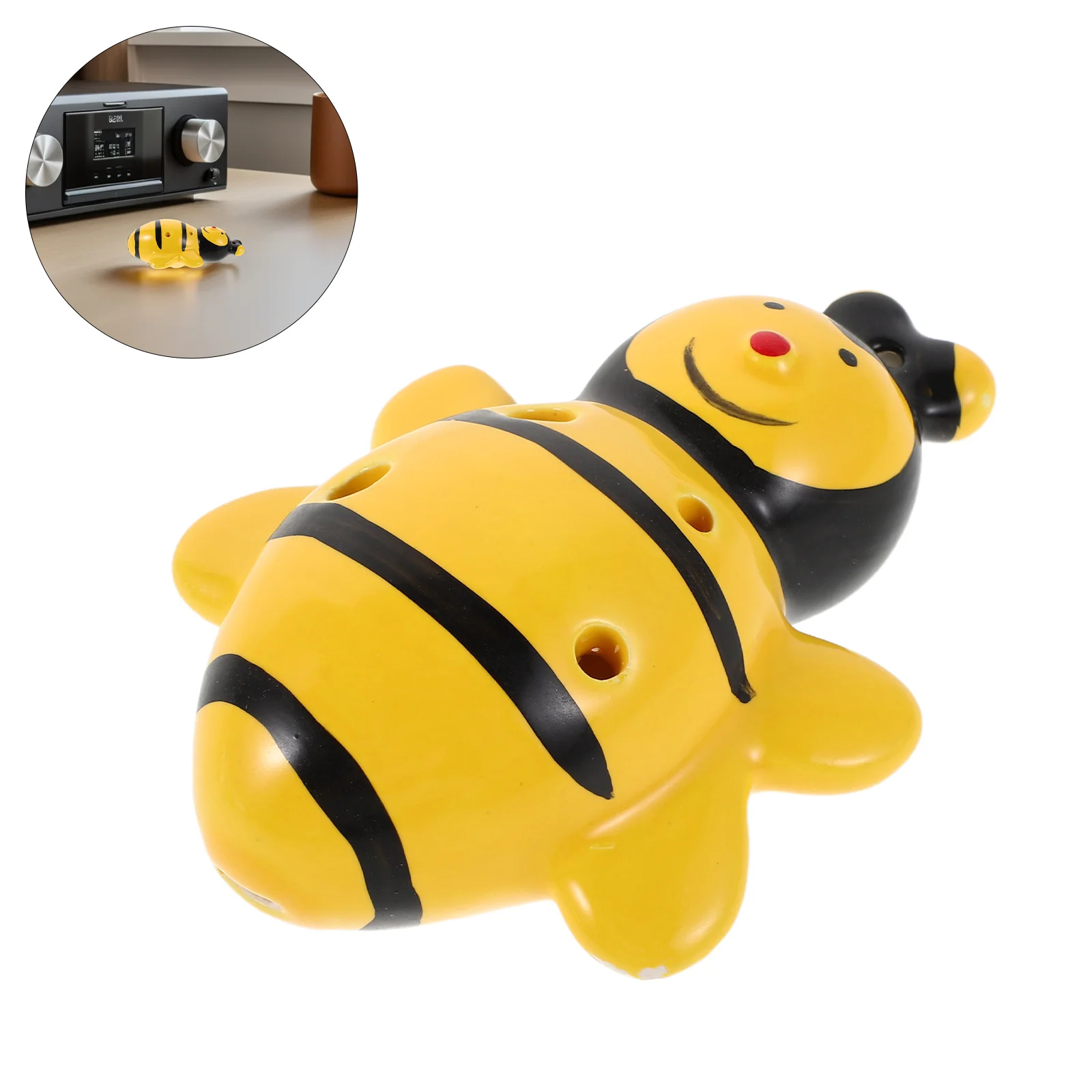 

Ceramic Bee Shape 6 Hole Alto C Ocarina Instrument Yellow for Kids Children Beginners Educational Musical Wind Instrument