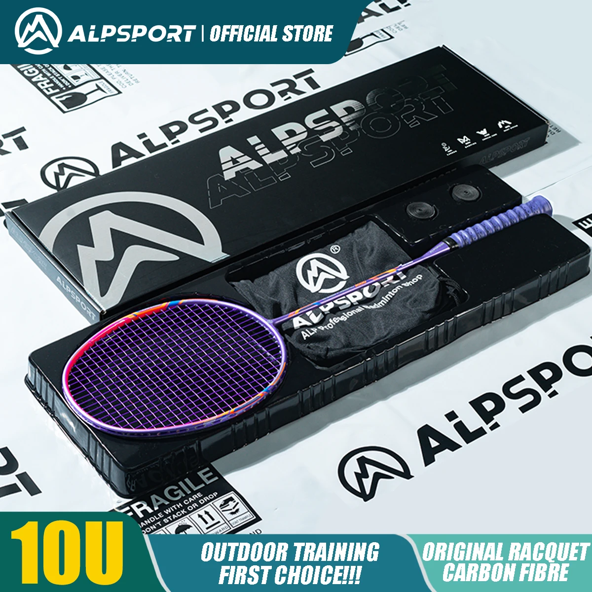 ALPA GJ 10U Super lekkie 52g T800 łuk i strzała rakietka do badmintona Oryginalne oryginalne importowane Siła uciągu 22-30 funtów 13 kg Sporty na świeżym powietrzu Włókno węglowe + tytan Tak lekki jak (AIR) ALPSPORT