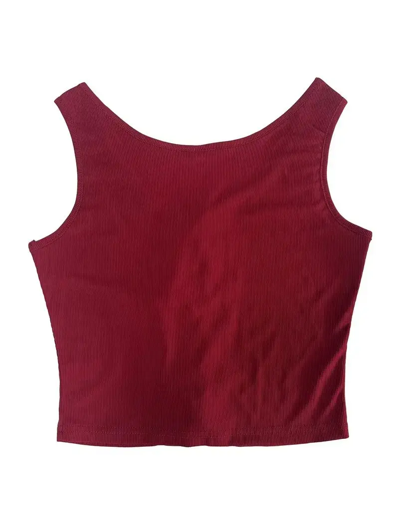 Sexy Sommer-Tanktop mit V-Ausschnitt und Kordelzug – langlebige, mikroelastische Strickweste, pflegeleicht und halbtransparent – Detail 6