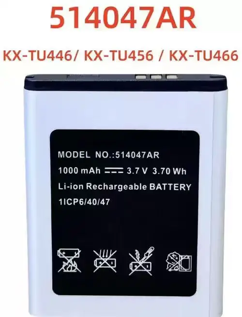 

Аккумуляторы для мобильных телефонов 3,7 В, 1000 мАч 514047AR для KX-TU446 KX-TU456 KX-TU466