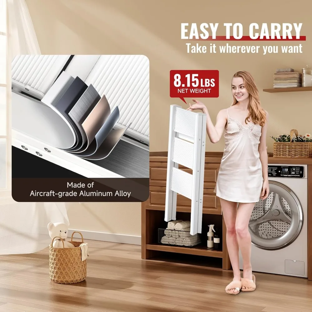 Escada dobrável de alumínio com degraus antiderrapantes para uso doméstico - leve e portátil