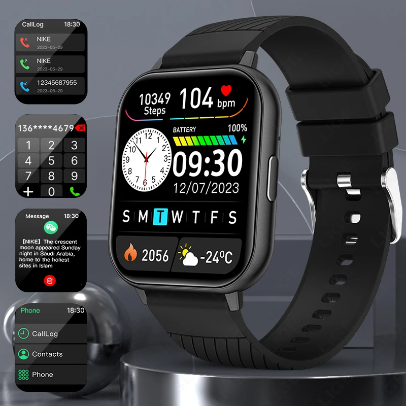 

Смарт-часы LIGE с экраном 1,83 дюйма, мужские и женские, с Bluetooth-вызовами, водонепроницаемые, модные, с отслеживанием пульса, для спорта и фитнеса