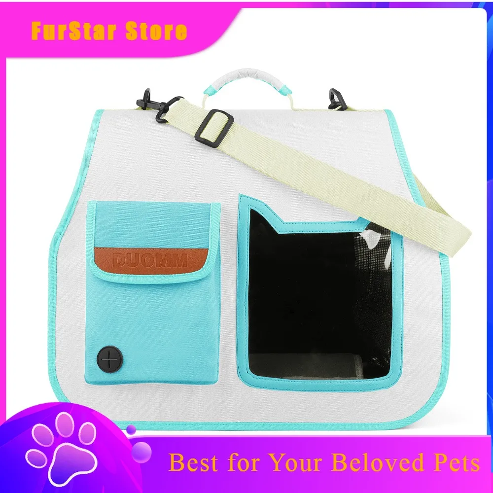 FurStarAirline Approved Soft-Sided Cat And Dog Carrier Travel Puppy Carrying Case With Zipper Closure Collapsible Cat Bag