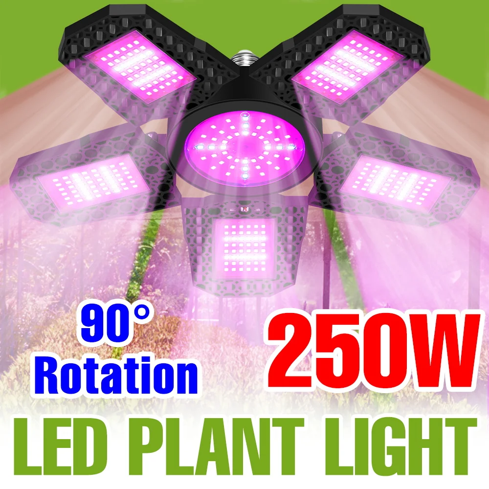 250W LED Deformable Plant Grow Light Bulb Full Spectrum Indoor E27 Greenhouse Tent Vegs Flower Hydroponics Vegs Cultivation Lamp