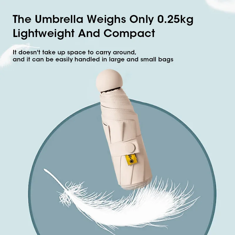 Mini Capsule Umbrella Windproof Sun Rain Proof Portable Compact Lightweight Travel UV Protection Umbrella for Women Men