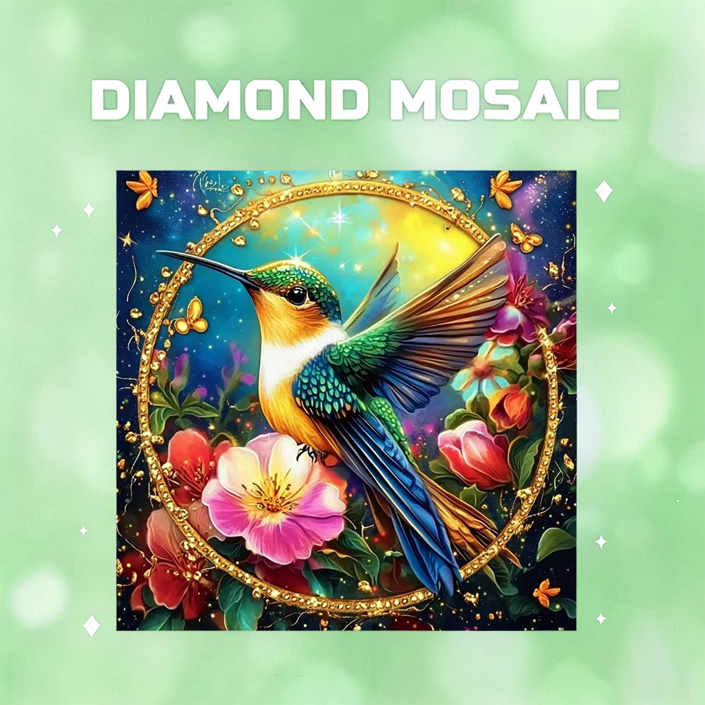 AZQSD Diamant-Mosaik mit Vögeln, vollständiges Mosaik, dekoratives Diamant-Mosaik für Erwachsene, Kunsthandwerk, Strass-Bilder, handgefertigt