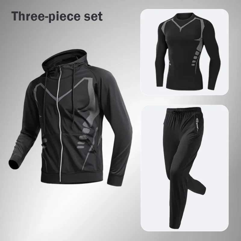 

Men's Summer Running Tracksuit Three-Piece Set Quick-Drying 2026 New Style Casual Outdoor Hiking Fitness Clothing Jacket Men